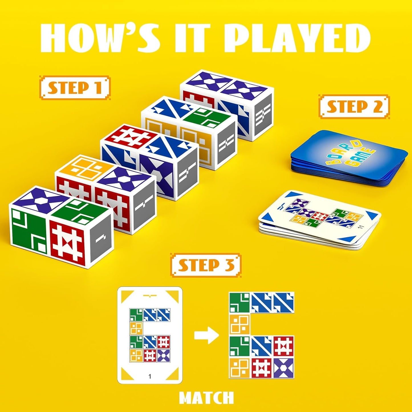 BBnote Family Matching Game for Kids & Adults, Block Puzzle Board Games for Boys & Girls Ages 6-8 8-12, 2+ Player Card Puzzles for Children 6+ Year Olds
