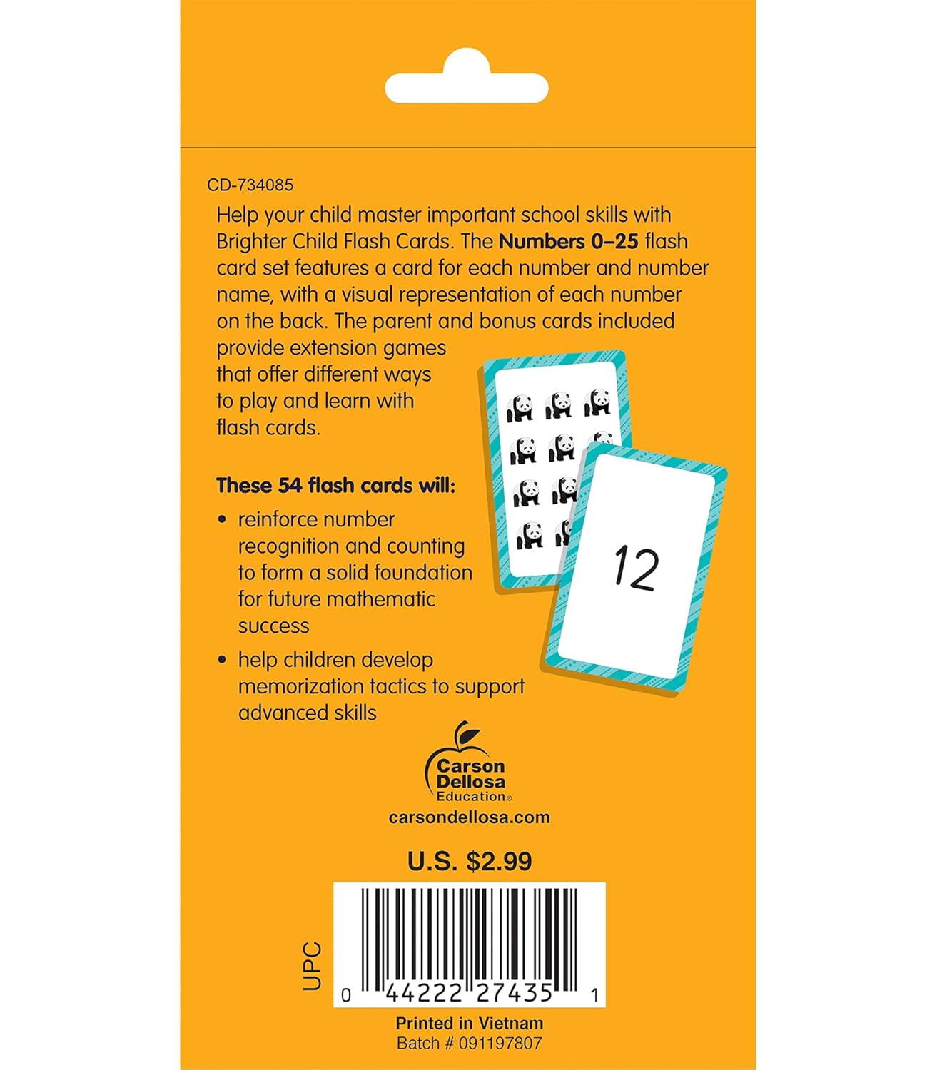 Carson Dellosa 54 Toddler Flash Cards, 0-25 Counting and Number Recognition Math Flashcards for Toddlers 3-5 Years, Kindergarten and Preschool Learning Activities and Educational Games
