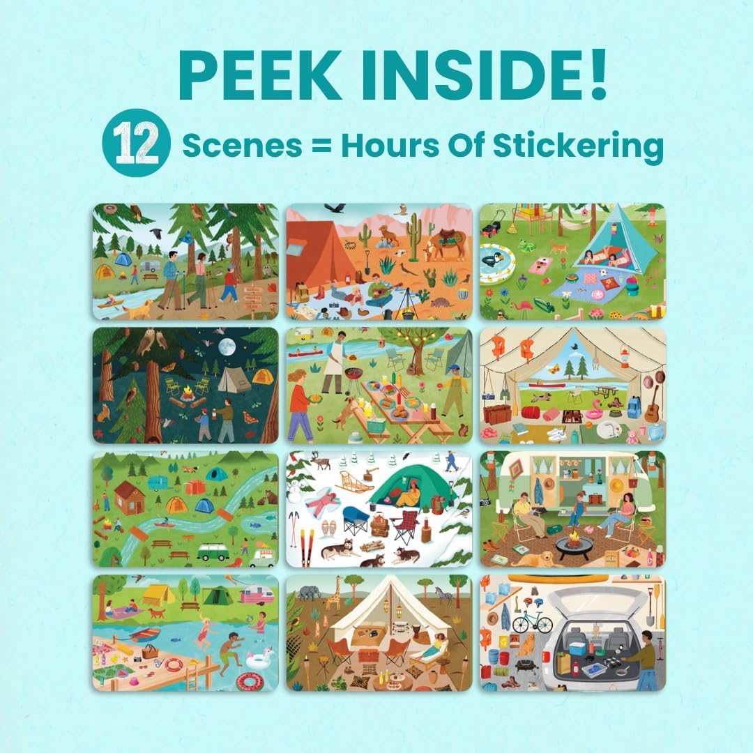 Animals Habitat 500+ Kids Sticker Book by Cupkin Toddler Airplane Travel Activity Coloring and Sticker Book, Road Trip Essentials, 12 Coloring Pages + 12 Scenes for Ages 2–8 Years - Colors B