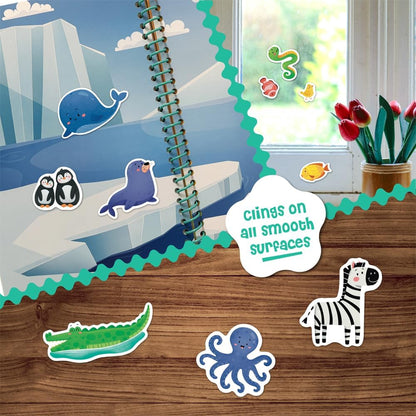 Stick4Ever Jelly Sticker Book - for Kids - Waterproof, Easy to Clean Reusable Sticker Book for Toddlers- Reusable Road Trip Activities for Kids - Stocking Stuffers for Toddlers (Wonderland)