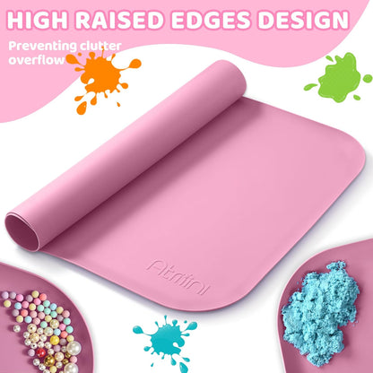 AtMini Silicone Art Mats for Kids, 24"x16" Silicone Craft Mat with Lip to Keep Clean, Play Sand, Painting, DIY Crafts Mat for Kids (Purple)