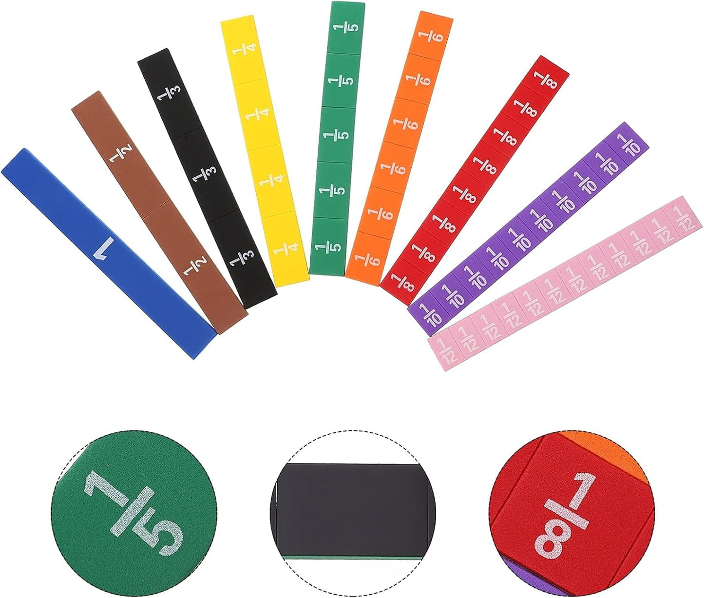 Toddmomy 1 Set Magnetic Fraction Tile Montessori Math Materials for Kids Ages 9+, Learn Numerical Equivalence Manipulatives, Elementary School 4th Grade Math Learning Tools