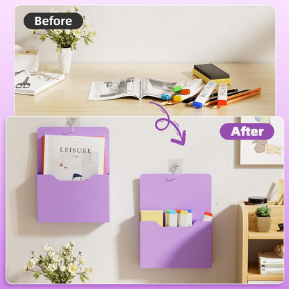 Magnetic File Holder - Magnetic Paper Holder, Pocket Organizer Office Supplies Storage Mail Organizer for Notebooks,Planners,Letter (Black)
