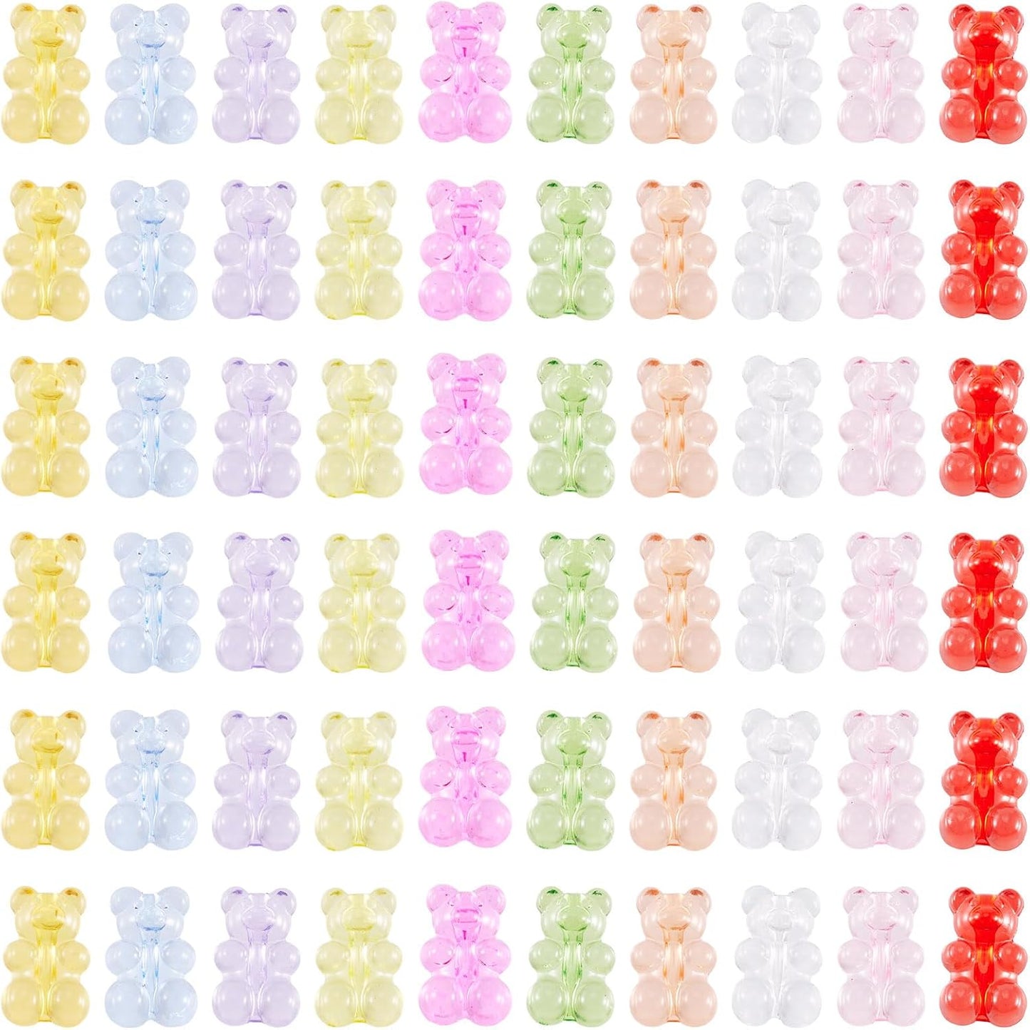 Kissitty 100Pcs Clear Acrylic Bear Beads Cute Bears Loose Beads Bulk Transparent Gummy Bear Spacer Bead Counting Bears for Bracelet Adults Necklace Earring Crafts Bag Key Chain DIY Jewelry Making