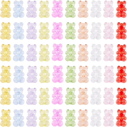 Kissitty 100Pcs Clear Acrylic Bear Beads Cute Bears Loose Beads Bulk Transparent Gummy Bear Spacer Bead Counting Bears for Bracelet Adults Necklace Earring Crafts Bag Key Chain DIY Jewelry Making