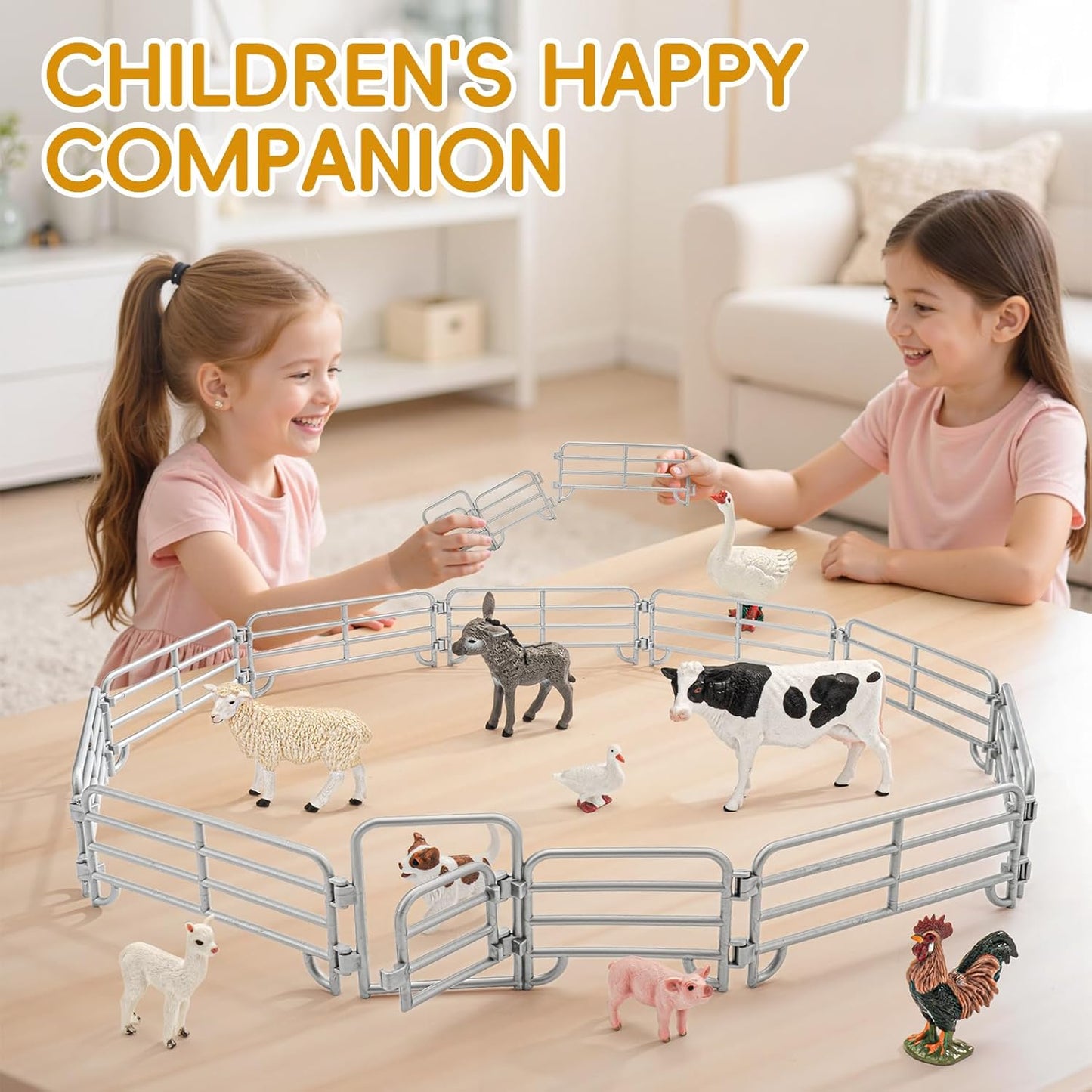 24PCS Farm Ranch Animal Fence Corral Toys for Kids Age 3-5 5-7 4-8 Years Olds Boys Girls, Educational Farm Animal Cake Toppers for Toddlers 3 4 5 6 7 8 9 10