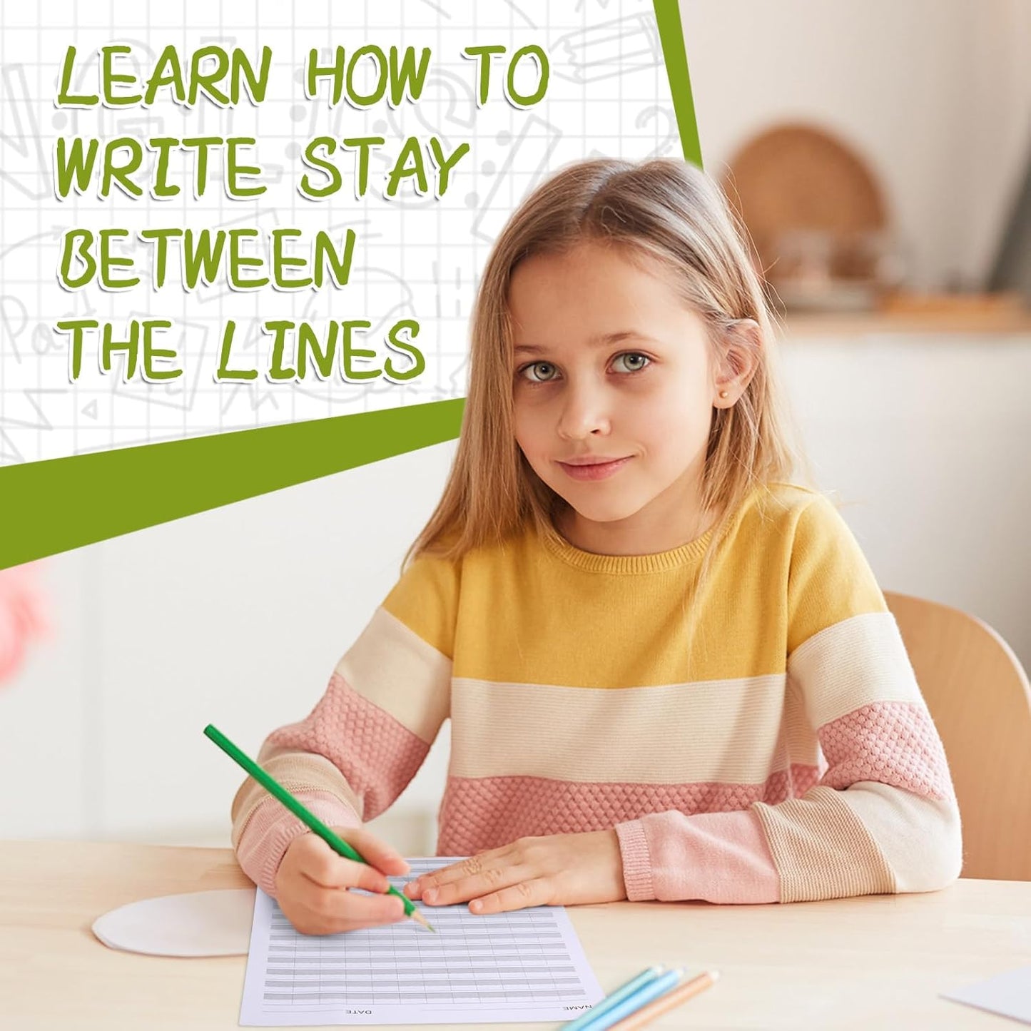 Eaasty 100 Sheets Write Beginner Paper Level 1 Paper Handwriting Practice Paper for Kids Practice Writing Paper with Lines and Gray Highlighted for Proper Letter Positioning,8.5" x 11"