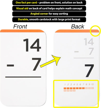 Think Tank Scholar 346 Addition and Subtraction Flash Cards Set (Award Winning) All Facts Color Coded, for Kids in Kindergarten, 1st, 2nd, 3rd Grade Class or Homeschool - Games & Chart