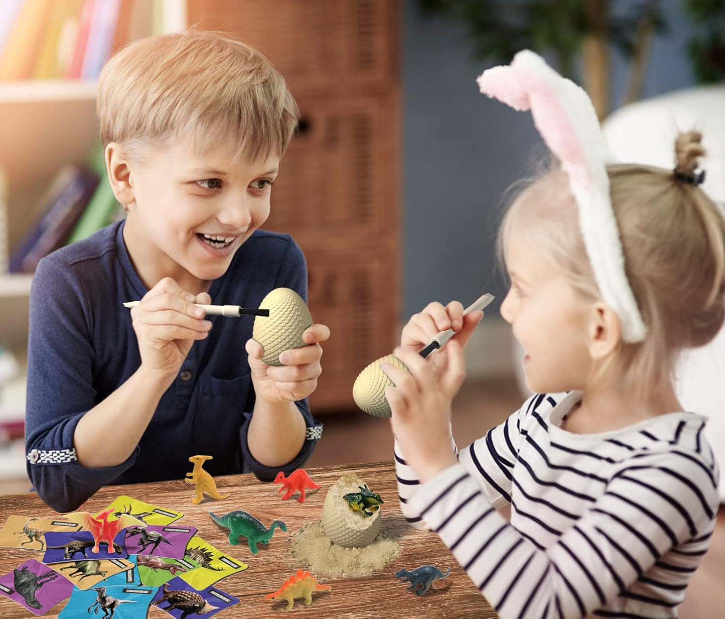 EARTH'SCODE Dinosaur Eggs Excavation Dig Kit, 12 Dino Egg with 12 Cute Unique Dinosaurs Inside Toys for Best Holiday & Birthday Archaeology Science STEM Crafts Gifts for Kids 3-12 Years Old