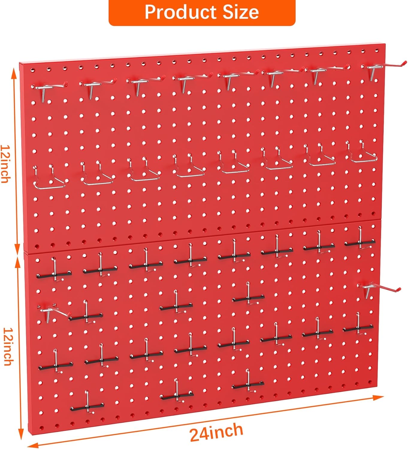 TORACK Metal Pegboard Wall Organizer 24" x 24" or 12" x 48", 70 PCS Tools Storage Pegboard for Garage Tool Organizer Pegboard with Peg Board Hooks for Workbench(Blue)