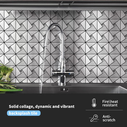 Art3d 10-Sheet Peel and Stick Backsplash Metal Mosaic Tiles for Kitchen Wall Decor, Stick on Aluminum Composite Tiles Stikers, Copper Windmill Puzzle Glass Mixed