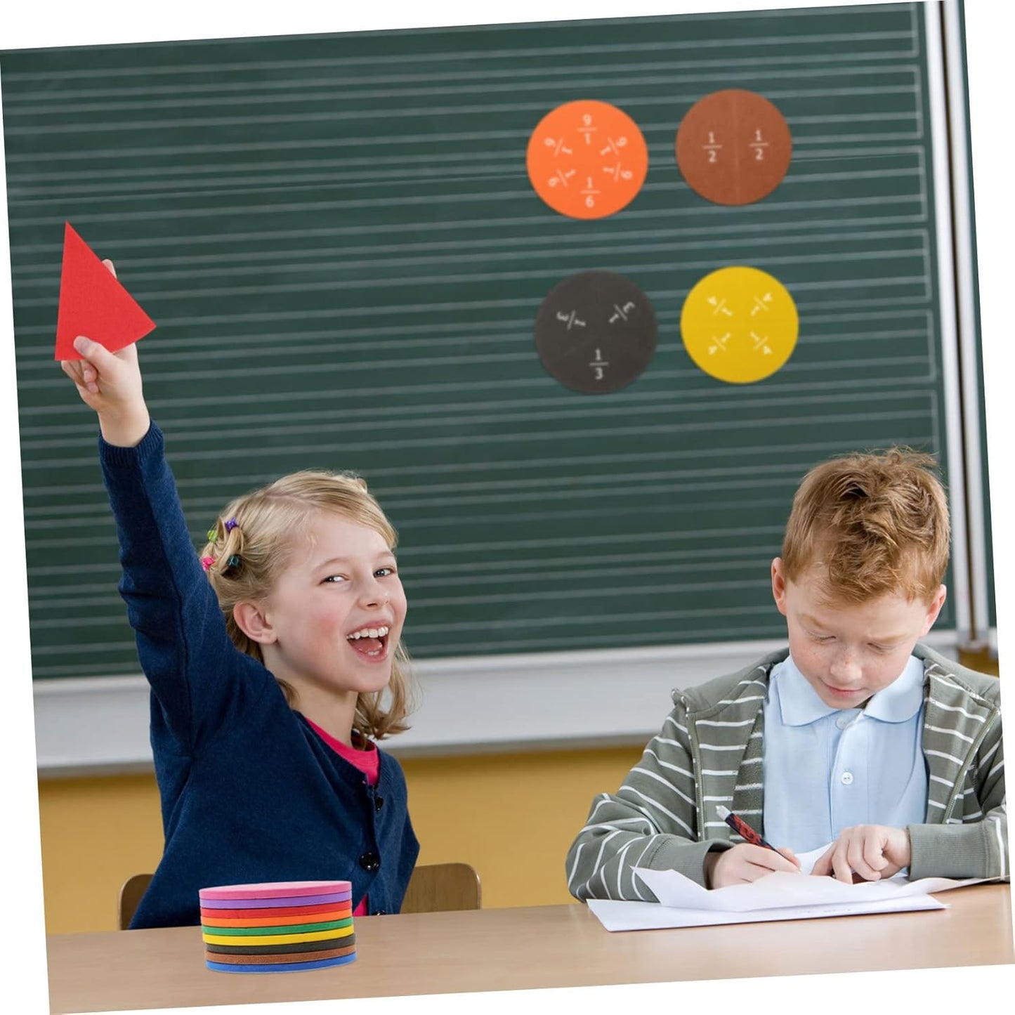 Angoily 1 Set Eva Fraction Circles Educational Math for Fraction Demonstrator for and Fun for Home School Use
