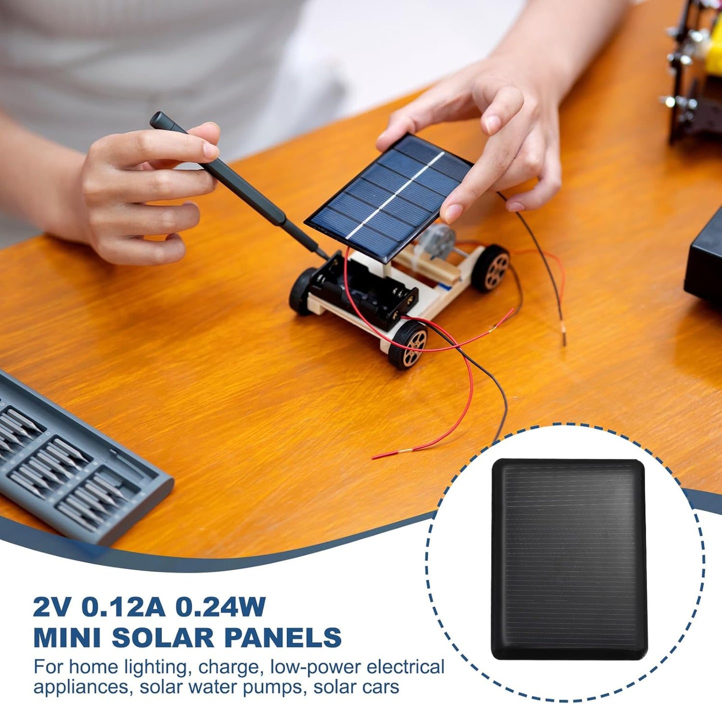 MECCANIXITY 8PCS 1.5V 0.09W 0.06A Mini Solar Panels for Solar Power, Small Solar Photovoltaic Cells Charge DIY Electric Toy Materials Solar System Kits, 1.18" x 1.18"