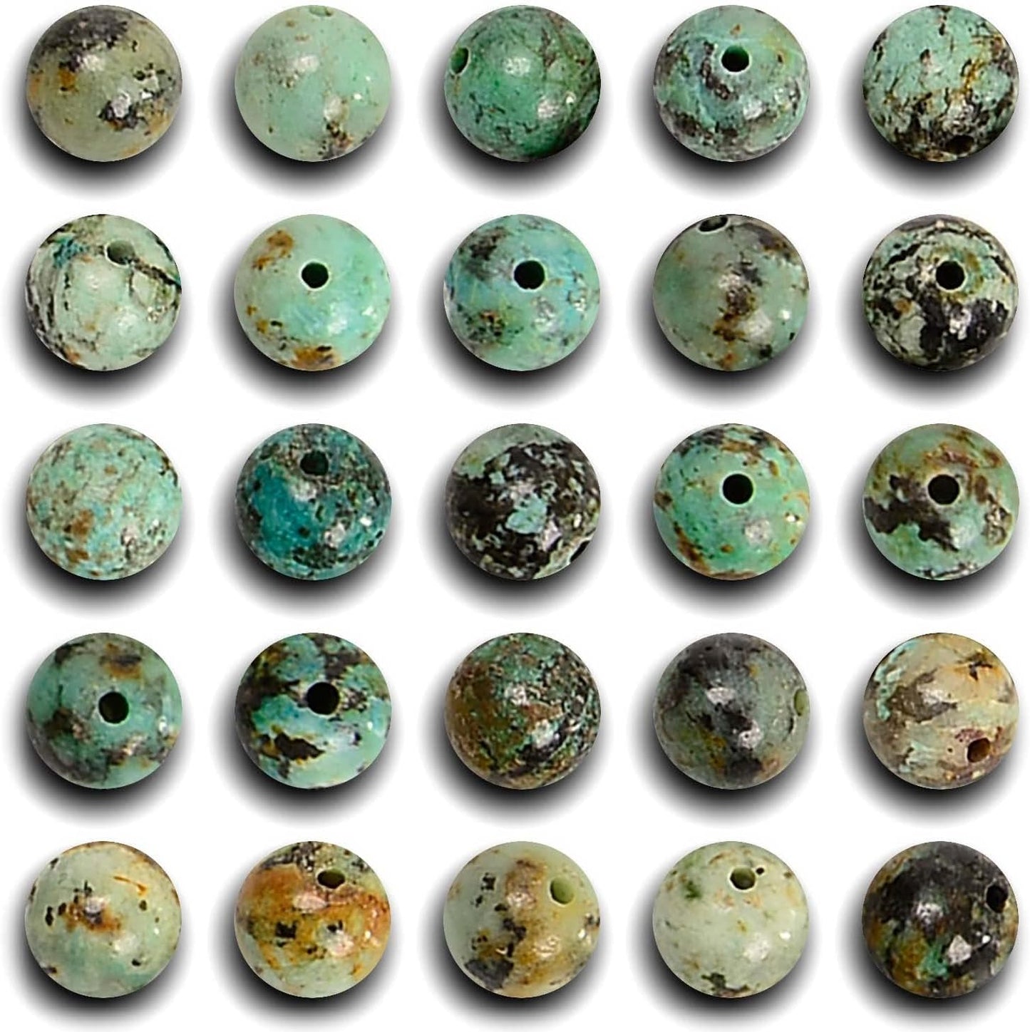 NCB 100pcs Original Natural Stone Beads Gemstone Round Loose Beads 6mm 8mm 10mm (Blue Aventurine, 6mm 100Beads) - Colors A