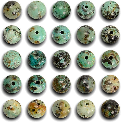 NCB 100pcs Original Natural Stone Beads Gemstone Round Loose Beads 6mm 8mm 10mm (Blue Aventurine, 6mm 100Beads) - Colors A