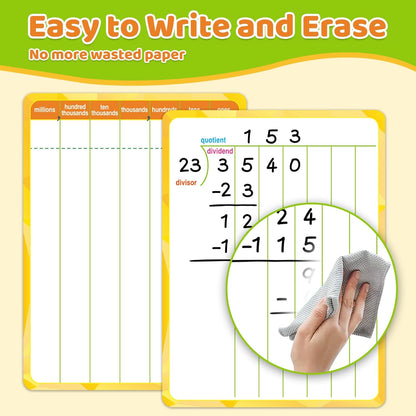 12 Packs Long Division & Multiplication Flash Cards: Math Manipulative Dry Erase Board, Math Games Chart for 2nd 3rd 4th Grade Classroom Must Haves, Homeschool Supplies Teacher Essentials