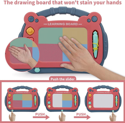 HCFJEH Magnetic Drawing Board, Sketch Doodle Board Pad Toy, Educational Learning Toys for Toddlers 3, Learning Toys for Baby Kids Boys Girls 3 Year Old Birthday Gift (Red)