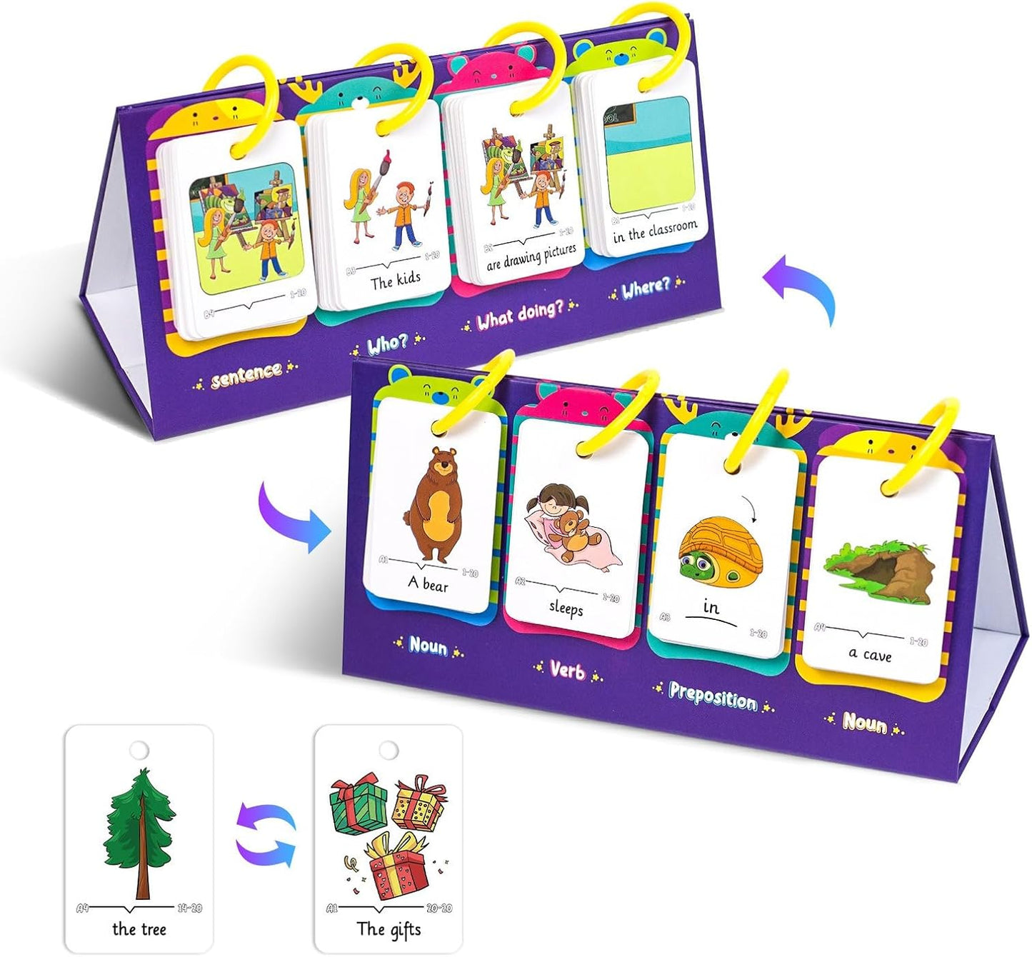 Lachilly Sentence Building Flip Chart, 40 Sentence Builder Game, Vocabulary & Grammar, Activity Educational Learning Tool, Phonics Learning Supplies, Speech Therap, School Supplies