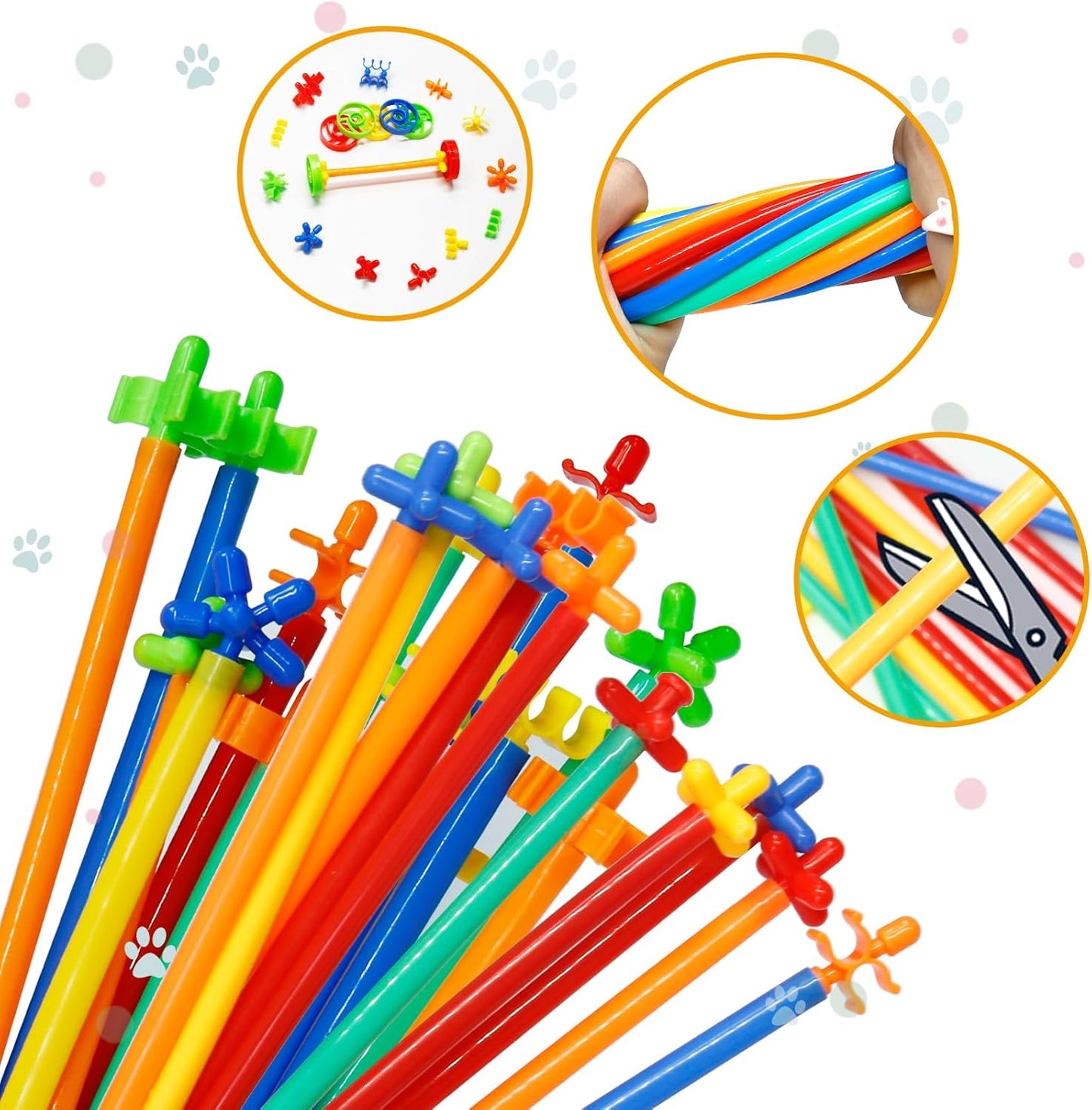 Ggiibro Straw Constructor Toys 600Pcs STEM Building Toy Interlocking Plastic Engineering Thin Tube Blocks Educational Kit for 3 4 5 6 7years Kids Boys and Girls Gift Preschool Toy with Storage Box