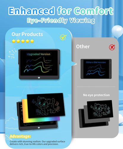 Magnetic LCD Writing Tablet for Fridge, 13 Inch Writing Tablet for Kids, Toddler Drawing Pad, Learning Toys for Boys Girls Ages 3.4.5.6.7.8, Writing Board for to-Do Lists and Family Messages (Blue)
