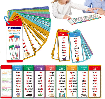 Phonics Word Cards 117 Sound Groups 900+ Rhyming Words, Preschool English Discovery Joy, Rhyming Games Phonics Games Flash Cards for Preschool Kindergarten Homeschool