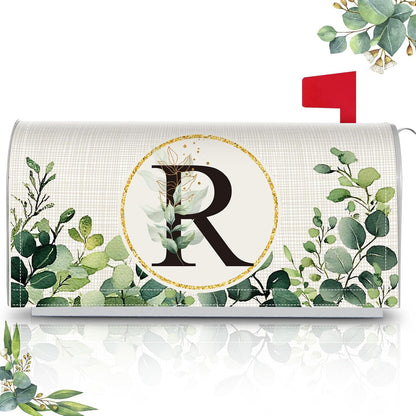 Tiamon Monogrammed L Mailbox Covers Magnetic Eucalyptus Welcome Letter Box Wrap Standard Size 21x18 Inch Spring Summer Leaves Mailbox Decor Eucalyptus Letter Numbers Decoration for Outdoor Garden Yard