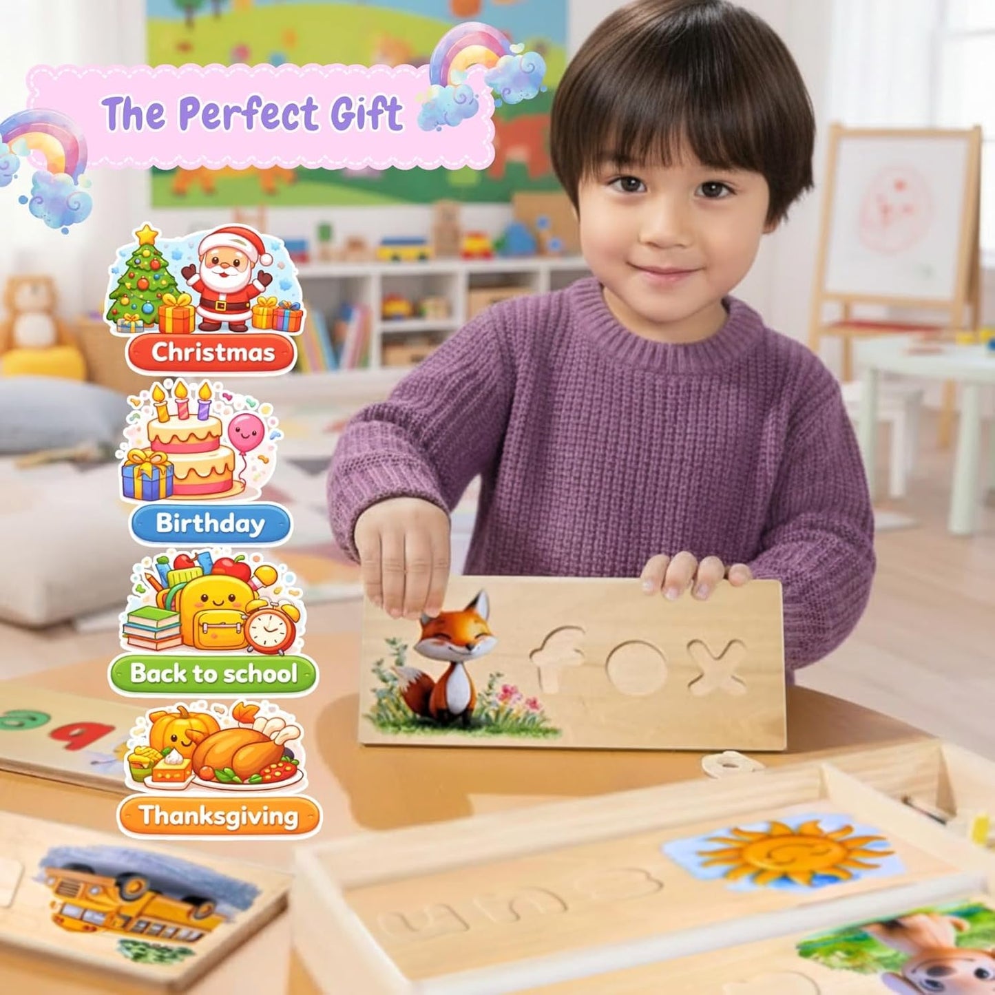 See and Spell Learning Toy – Wooden Spelling Puzzle Game for Kids Ages 3 4 5 6, CVC Word Builder, Educational Spelling Toys & Phonics Puzzle for Early Reading & Letter Recognition