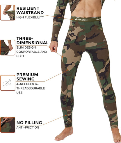CL convallaria Thermal Underwear Long Johns Set Mens Winter Gift Hunting Gear Sport Base Layer Bottom Top - Colors A