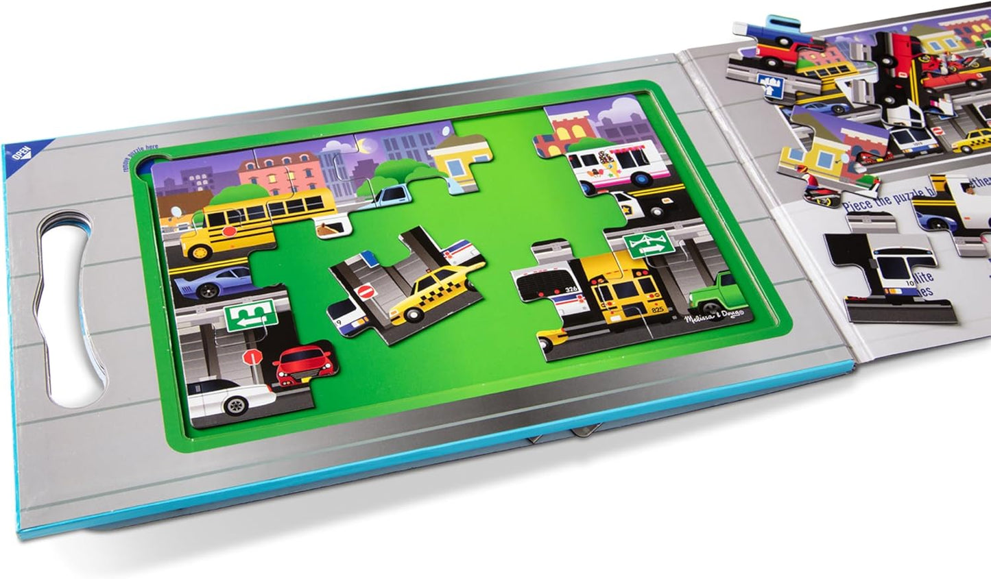 Melissa & Doug Take-Along Magnetic Jigsaw Puzzle Set – On the Farm (2 x 15 Piece) Travel Activity Toy for Preschoolers and Kids Ages 3+ - FSC Certified