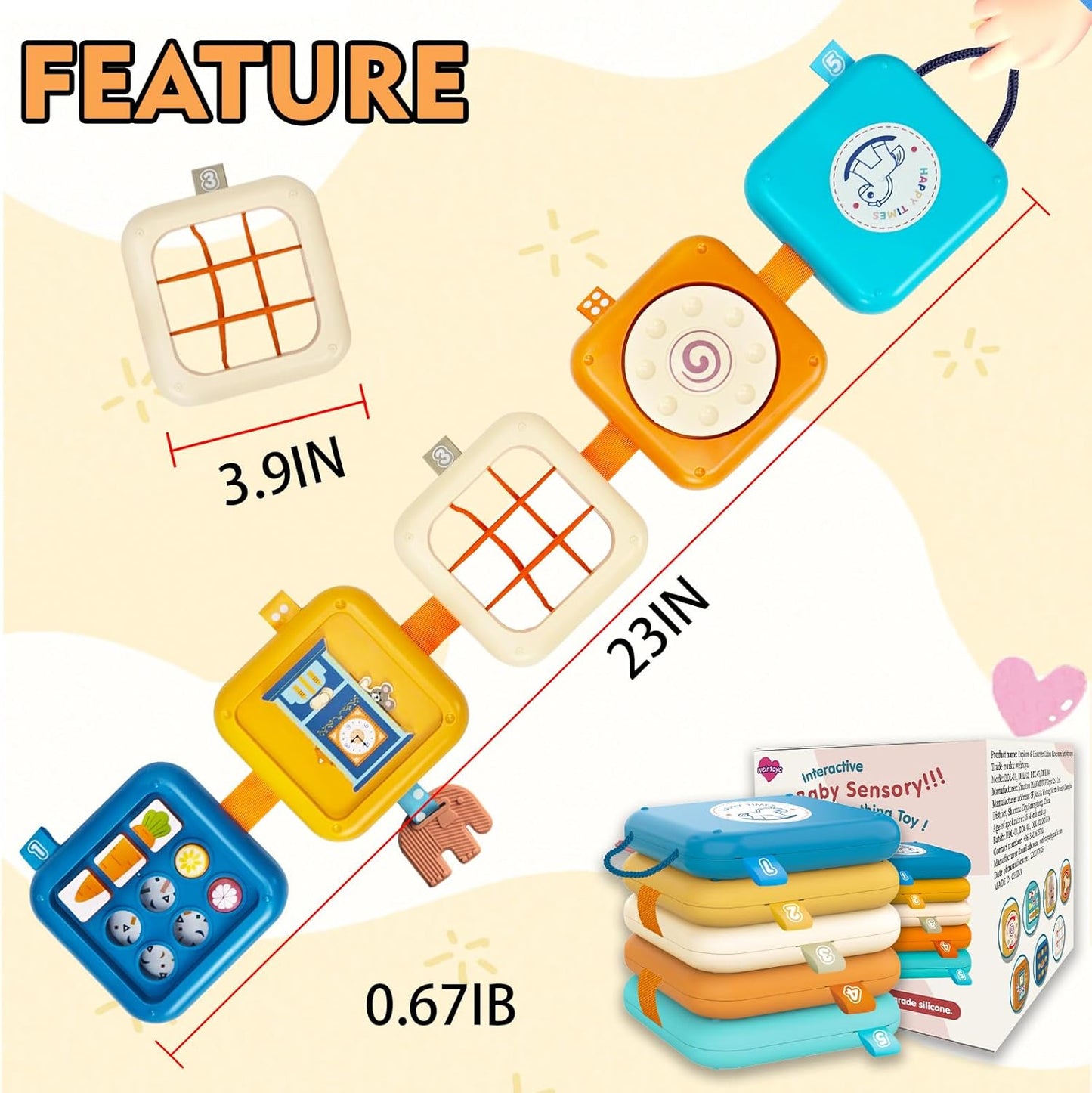 weirtoya Busy Board for 1 Year Old, Toddler Travel Toys for Toddler 1-3 Montessori Toys for 1 Year Old Travel Activities Cube Gifts for Baby Boy Girl My First Montessori Busy Board