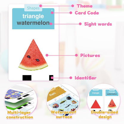 HOMESTEC Toddler Talking Flash Cards with American Accent and 288 Sight Words for Speech Therapy Learning Montessori Sensory Play for Boys and Girls Ages 3 to 6 Birthday Gifts (Pink)
