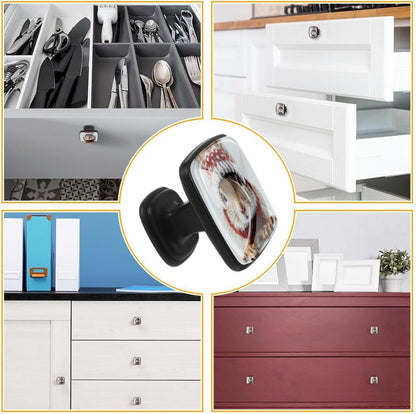 4 Pack Cabinet Knobs Drawer Pulls, 30mm Round ABS Glass Drawer Hardware Growing Butterfly Cabinet Handles with Screws for Dressers Kitchens Cupboard