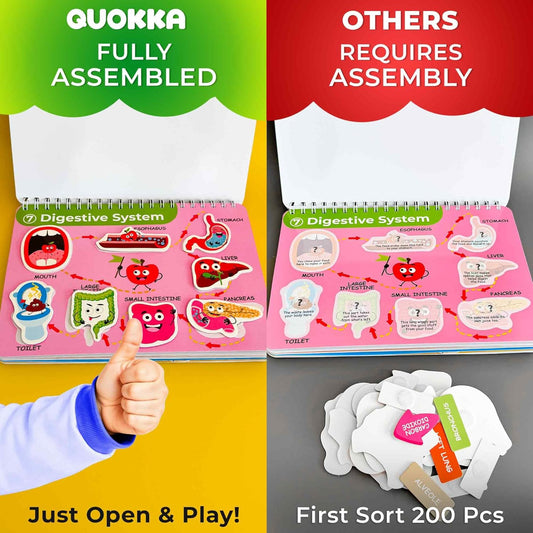 QUOKKA Montessori Busy Book for Toddlers 1-3 - Pre K Kids Learning Activities for Homeschooling - My Preschool Busy Book for Ages 3-5 - 15 Kids Educational Activities 2-4 Years