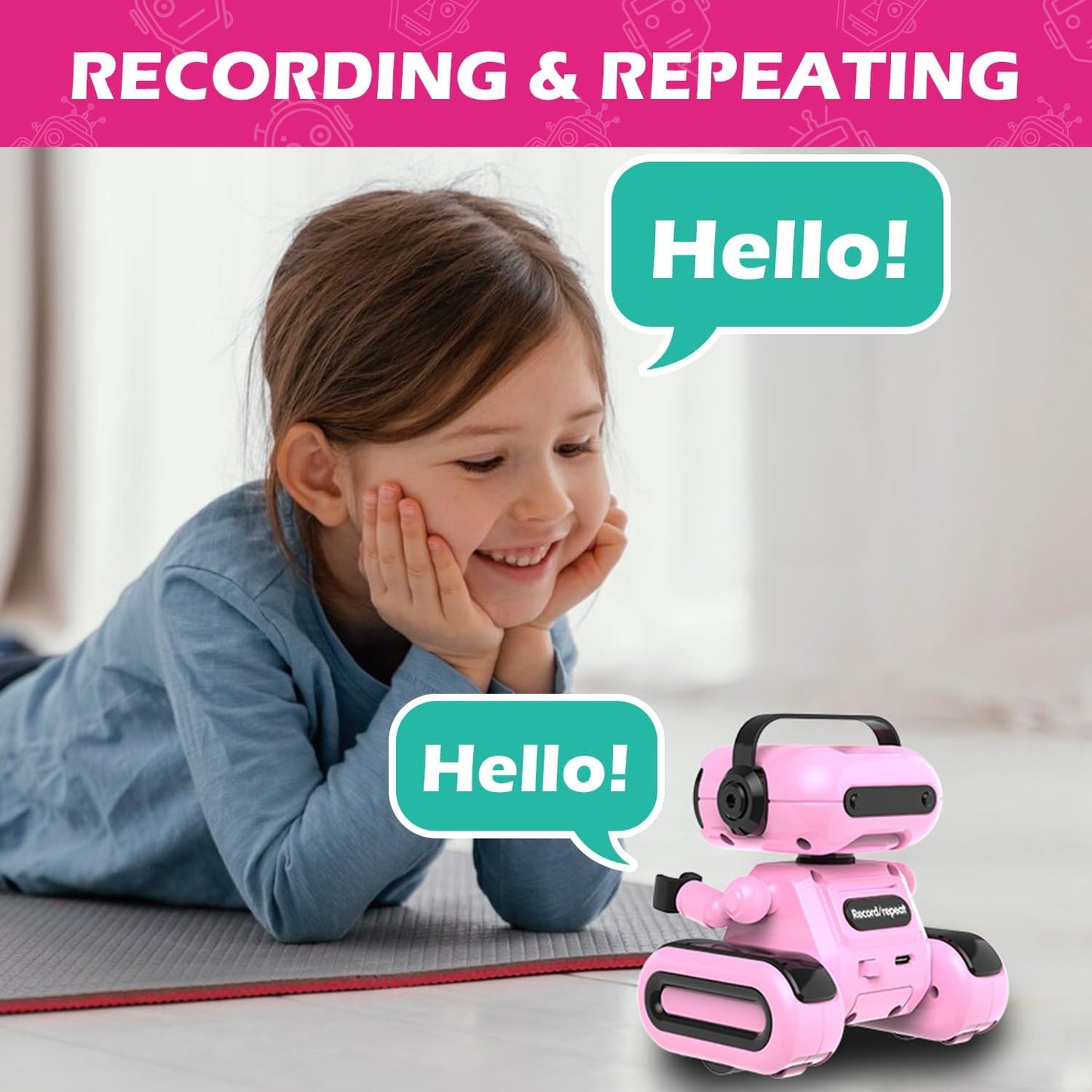 Robot Toys for Boys, Rechargeable Remote-Controlled Robot for Kids 6-8, RC Robots with Auto-Demo, Record, Repeat, Dance Moves, Music, Flexible Head & Arms, Gift Ideas for Birthday Xmas - Blue