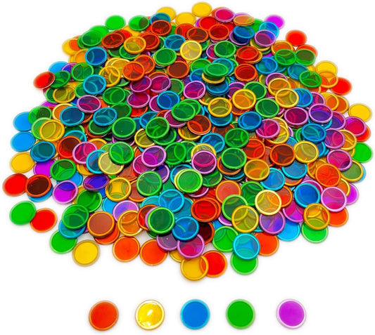 JUNWRROW Magnetic Bingo Wand with Chips,5-Pack& 500 Metal Chip, 5 Color Metal Chips-for Large Group Games,Family Game Night, Sensory Bins,Counting and Sorting,Science& Educational Activities