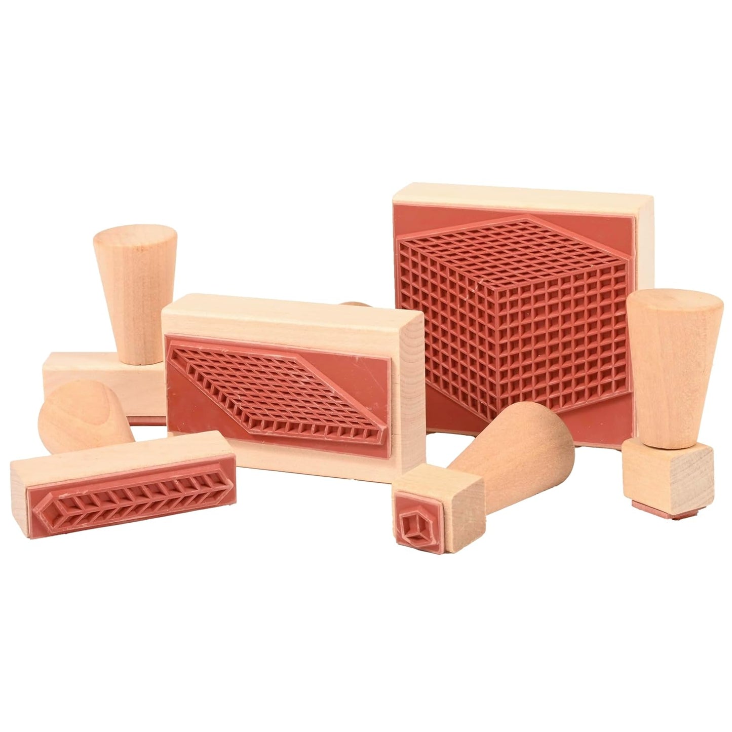 READY 2 LEARN Base 10 Block Stamps - Set of 6 - Wooden Stamps for Early Math Activities and DIY - Use for Flashcards, Worksheets, Homework and Scrapbooks