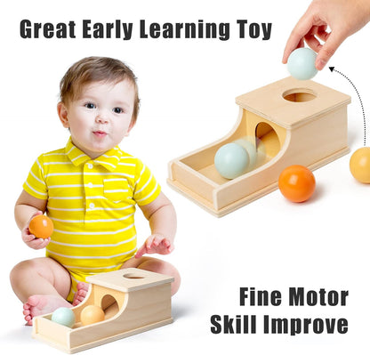 Busy edition Montessori Toys for Babies 6-12 Months Object Permanence Box Wooden Ball Drop Toy Play for 6 Month 1 2 3 Year Old Toddlers Infant Early Age Toy
