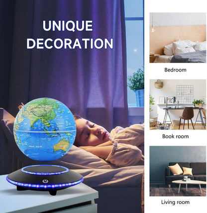 Magnetic Levitating Globe,Cool Gadgets Auto- Rotating Globes Floating Globe World Map Office Decor with LED Light Base for Children Educational Gift Home Office Desk Decoration (6 Inch)