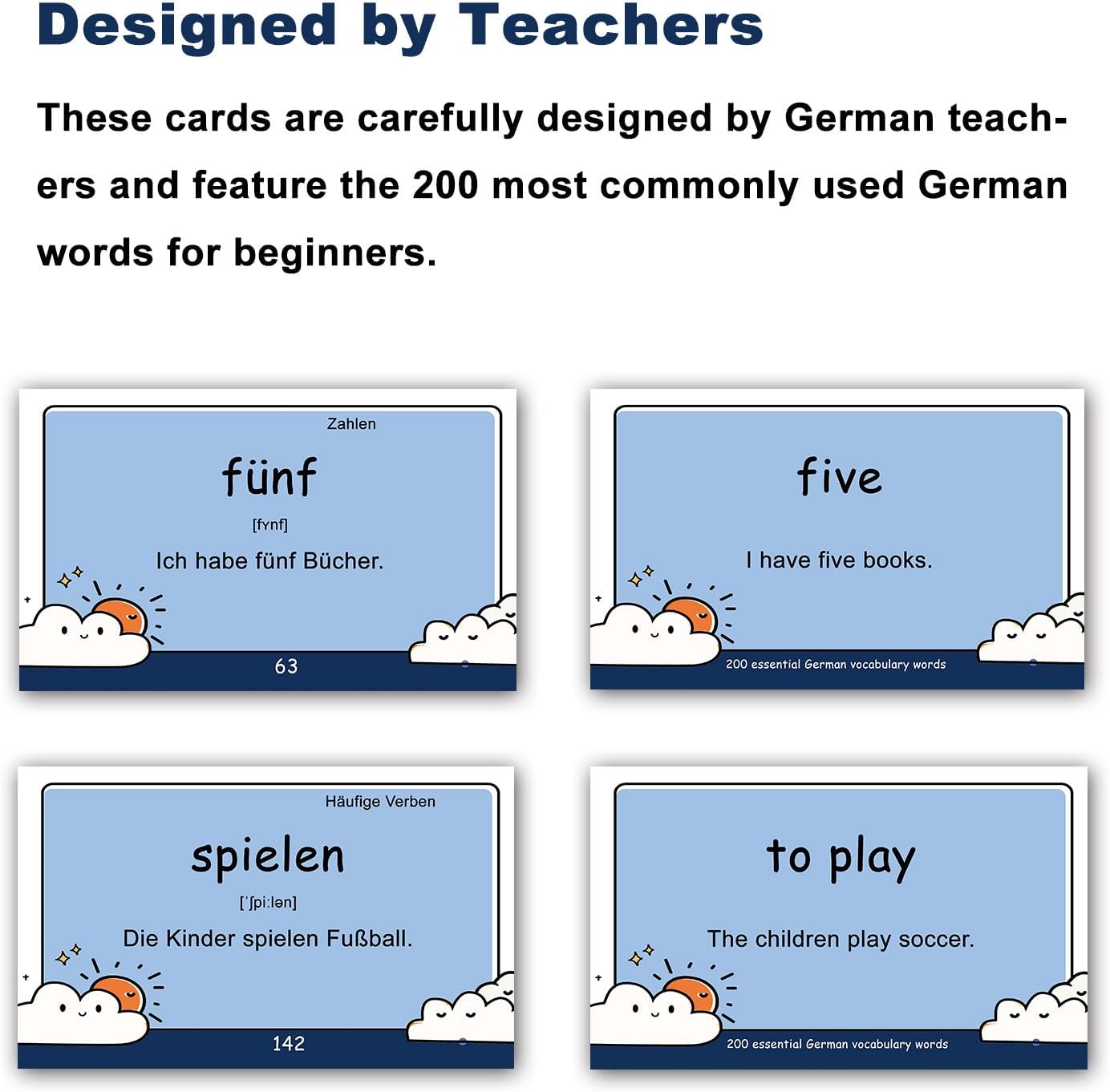 200 Essential German Words Vocabulary Flash Cards Flashcard for Beginners Adults | Learn German for Beginners Adult