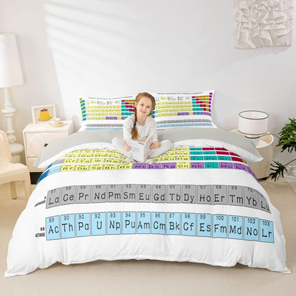Erosebridal Science Theme Bedding Set Queen Size for Boys Girls Chemistry Periodic Table Print Duvet Cover Chemical Subject Theme Comforter Cover Teens Kids Math Science Atyle Bedspread Cover 3 Pcs