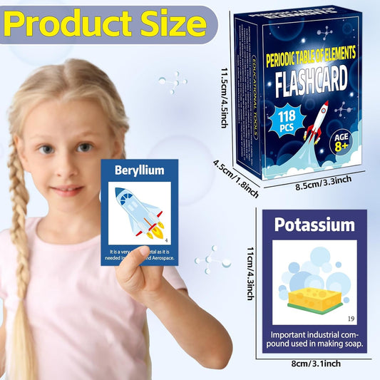 118Pcs Periodic Table of Elements Laminated Flashcards Educational Science Flash Cards Chemistry Flash Card Game Science Elements Study Guide for Teachers Students Classroom Homeschool