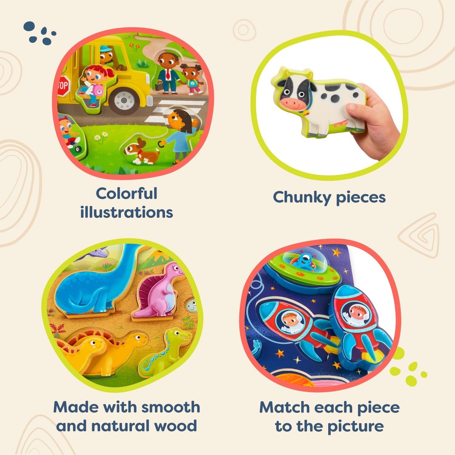 B. toys – Peek & Explore – School BusChunky Puzzle for Toddlers,Educational & Developmental Toys for Kids – 2+ Years