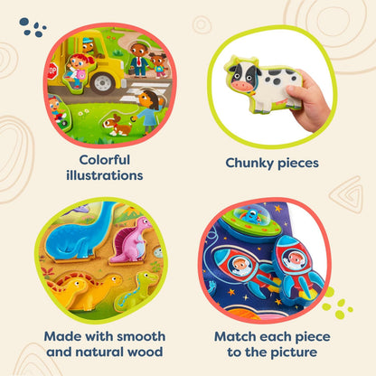 B. toys – Peek & Explore – School BusChunky Puzzle for Toddlers,Educational & Developmental Toys for Kids – 2+ Years
