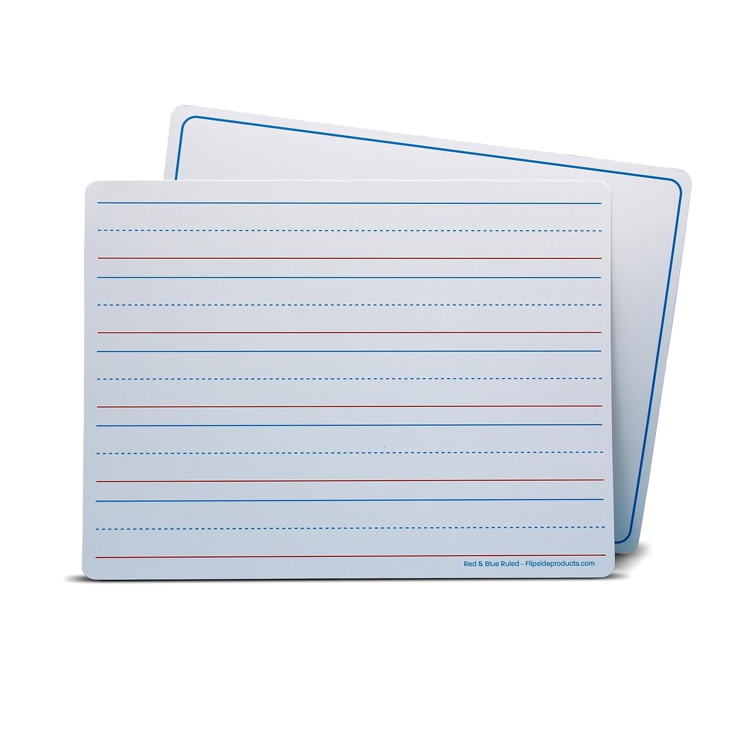 Flipside Products 9" x 12" Two-Sided Red & Blue Ruled/Plain Dry Erase Learning Mat, Flexible, Handwriting Practice, Education Learning, Lined, Economical - 48 Pack