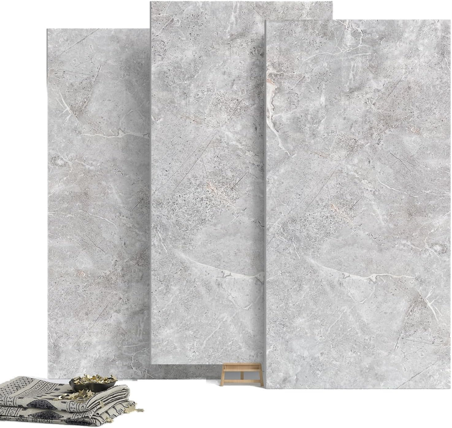 20-Pack Peel and Stick Gilded White Marble Tiles (11.8" x 11.8") – 19.4 Sq. Ft. Waterproof PVC Shower & Backsplash Tiles for Bathroom, Kitchen, and Living Room – Self-Adhesive, Easy Installation