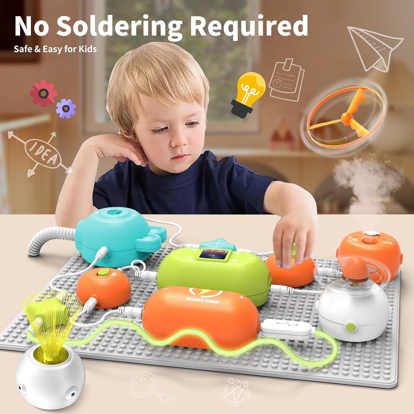 Electronic Circuit Building Blocks STEM Toy, 31PCS Modules with Fan, RGB Light & Vacuum Device, 118 DIY Projects, No Welding Tool-Free Science Kit, Gift for Kids Boys Girls 3-12