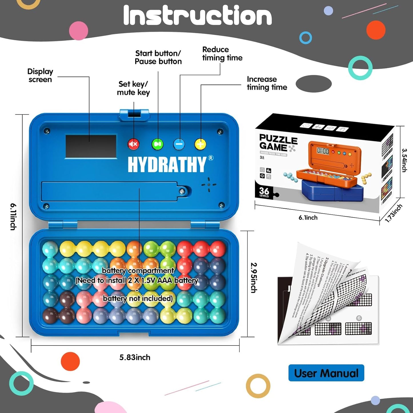 Brain Teaser Puzzles Games for Kids Adults with Timer, 2 Modes Handheld Travel Games, Single Player Mind Challenge Toys, STEM Montessori Educational Gifts for Kids 3+, Teens & Adults (Red)