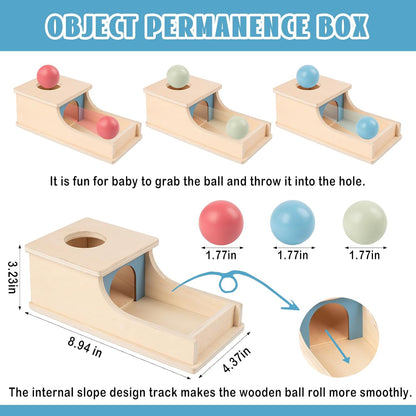 Busy edition Montessori Toys for Babies 6-12 Months Object Permanence Box Wooden Ball Drop Toy Play for 6 Month 1 2 3 Year Old Toddlers Infant Early Age Toy