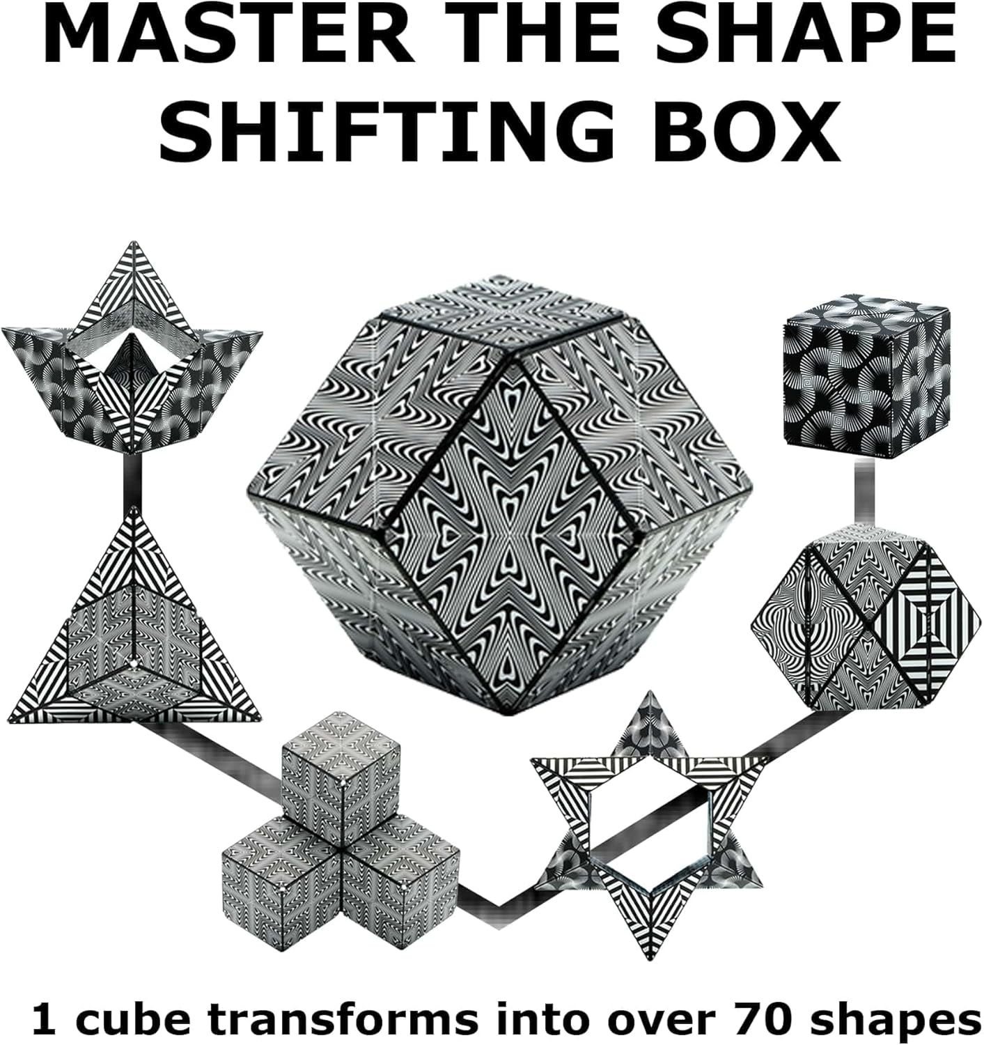 Shashibo Shape Shifting Box - Award-Winning STEM Fidget Toy with Ultra Strong Magnets - Puzzle Cube Transforms Into 100+ Shapes, Perfect Sensory Gift for Kids, Teens, and Adults (Blue Planet)