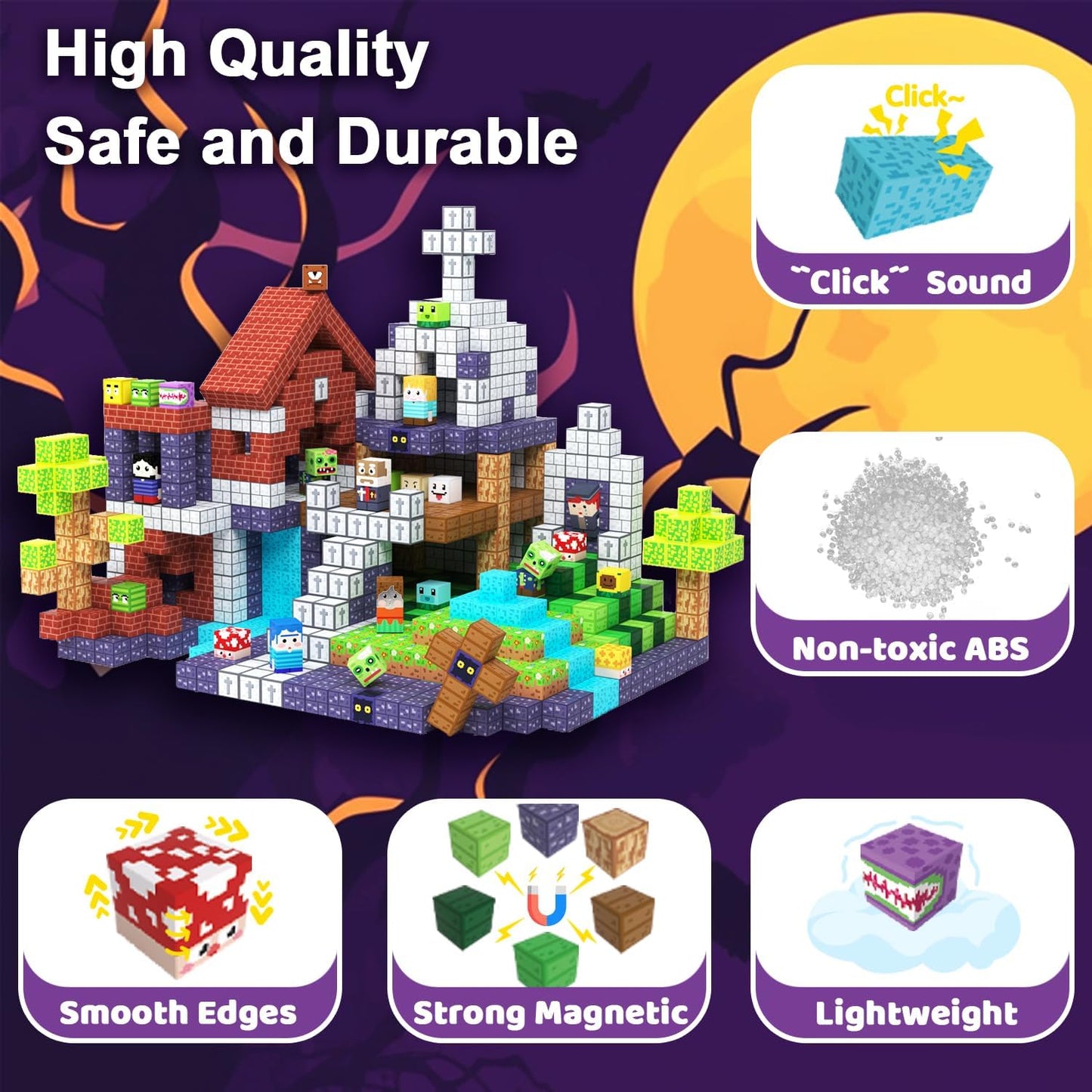 Magnetic Blocks Toys for Kids, 100 PCS Building Blocks Cubes, Stacking Magnetic Tiles Toys for Kids Toddlers Boys Girls Ages 3 4 5 6 7 8-12 Birthday Gifts Party Supplies (Underworld)